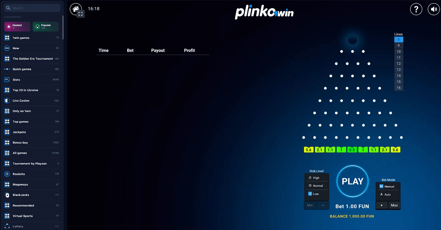 Plinko 1win